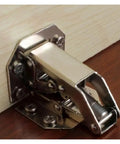 Rotating Concealed Cabinet Hinges With Foldable Design Hydraulics Soft Close No Drill Installation mounted on wooden surface.