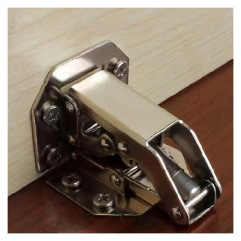 Rotating Concealed Cabinet Hinges With Foldable Design Hydraulics Soft Close No Drill Installation mounted on wooden surface.