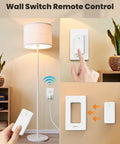 Remote Control Outlet Switch With Wall Mount, Compact Plug-In Power Control For Lamps And Home Appliances, 300 Feet RF Range