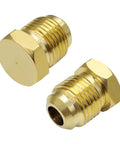 Brass Flare Plug Set For 3/8 Inch Tube OD SAE 45 Degree Fittings - 2 Pack Seal Plugs and Cap Kit, hexagonal ends