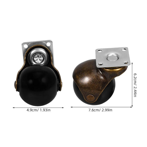 Heavy Duty 2 Inch Swivel Ball Casters Rolls Smooth As Silk Dead Silent Metal Furniture Wheels Top Shelf Build Easy Install Long Lasting For Coffee Tables Cabinets Shelves And Home Decor 4 Pack close-up of steel casters with flat mounting plates shown from side