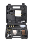 Essential 21 Piece Portable Gun Cleaning Kit With Universal Case Featuring Anti Slip Handle For Easy Maintenance And Emergency Repairs, open case