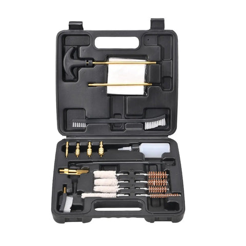 Essential 21 Piece Portable Gun Cleaning Kit With Universal Case Featuring Anti Slip Handle For Easy Maintenance And Emergency Repairs, open case