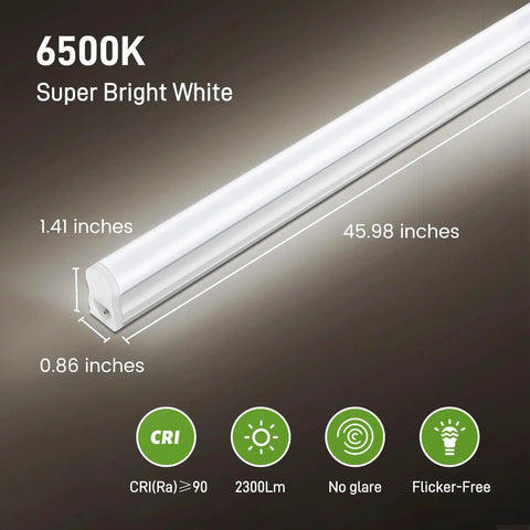 Ultra Bright 4 Foot LED Shop Light Bar With 2300 Lumens And 6500K Cool White Energy Efficient Linkable Ceiling And Under Cabinet Lighting For Garage Workshop Basement FCC Certified 4 Pack