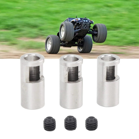 Three stainless steel pinion reducer sleeves for 8mm to 5mm shafts; RC car motor adapters