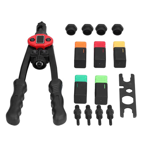 Stainless Steel Hand Rivet Nut Tool Kit BT 606 With M8 Nut 9mm Stroke 25x Leverage, including accessories, for sheet metal repairs.