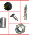 Tough As Nails Spring Loaded Pull Pin With Comfortable Ball Handle Quick Release Steel Plunger Dowel Rod For Machine Tooling And Workshop Rigging Gear Three Eighth Inches Pair components including ball handle and steel shaft.