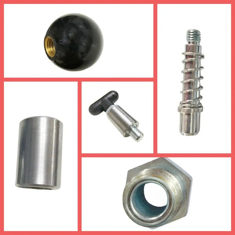 Tough As Nails Spring Loaded Pull Pin With Comfortable Ball Handle Quick Release Steel Plunger Dowel Rod For Machine Tooling And Workshop Rigging Gear Three Eighth Inches Pair components including ball handle and steel shaft.
