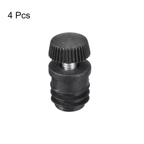 Four Pack Round Tube Leveling Feet Inserts With M6 Thread For 16mm Tube End Caps Plugs Adjustable Height 10 To 14mm Black Plastic