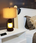 Set Of 2 Farmhouse Table Lamps With Dual USB Charging Ports And 4 Way Rotary Switch on white nightstand in bedroom