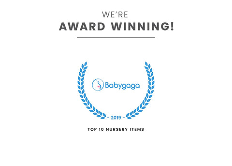 Award certificate showing BabyGaga Top 10 Nursery Items for 2019 with laurel wreath design.