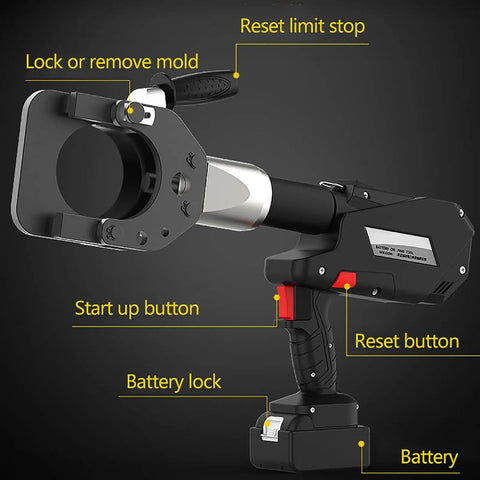 Beast Of A Battery Powered Cable Cutter With 120KN Cut Force And LED Display For Overhead Lines showing detailed components.
