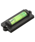 Compact for spirit Level 2.3 Inch for mini Bubble Leveler for Picture Hanging Wall Decor with Flat Tape Hole Plastic Frame(With Magnetic) on a black base.