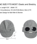 Unisex Peak Ski Beanie With Thick Fleece Lining, Cozy Knit Hat For Winter, detailed measurements, one size fits most design.