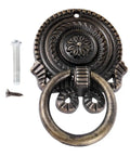Antique Bronze Ring Pull Handles 2 Pack Single Hole Cabinet Door Knob for Drawers Cabinets and Cupboards Vintage Retro Hardware with Screws Easy Install Copper Alloy Construction