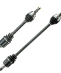 Mitsubishi Lancer Front CV Axles For 2008 To 2017 FWD Automatic CVT Compatible Pair Ready To Install New DTA Left And Right Axles Will Not Fit Ralliart Or Evolution Trims 12 Month 12000 Mile Warranty, pair on white background