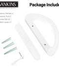 Sturdy White Diecast Sliding Patio Door Handle Pull Set Featuring Smooth Unkeyed Rotation For Mortise Lock Glass Doors Zero Hassle Upgrade Replacement Fits 3 15 16 Inch Hole Spacing And Total Bang For Buck, includes interior handle, exterior pull, screws, and latch lever.