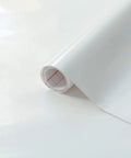 Glossy White Self Adhesive Film Roll 17 Inches By 78 Inches For DIY Home Makeovers Peel And Stick Wallpaper partially unrolled