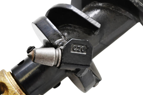 Close-up of Heavy Duty 6 Inch Rock Auger Bit With 2 Inch Hex Drive tip showing durable steel construction and spiral flighting.