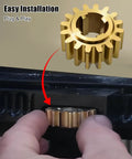 Hand installing 16 Tooth Spur Gear Replacement Part 238893 for Slide Out RV Campers, close-up, easy installation shown.