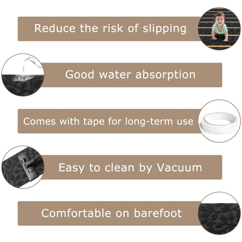 Indoor Non Slip Stair Treads 15 Pack 8x30 Inch Dark Gray Carpet Stair Runners with features: anti-slip, water absorption, easy to clean.