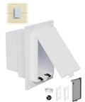 Recessed Outdoor Outlet Box for Wet Locations With Two Weatherproof Covers Vertical 1 Gang Exterior Electrical Box in White Built for Rainy Days