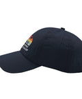Side view of Navy Mens Breathable Summer Cap with Top Vent Holes, Adjustable Strap, Lightweight and Sweat Wicking Hat for Outdoor Activities