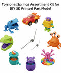 Colorful toy models and Dope Torsion Springs Kit For 3D Printers 120 Degree Stainless Steel Assortment For Bambu Lab X1 X1C P1P P1S