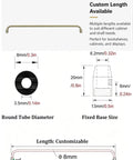 5 Pack 32 Inch Aluminum Gallery Rails With Mounting Brackets, detailed diagram showing dimensions and custom length options.
