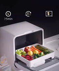 Compact Countertop Dishwasher With Front Loading Door Fruit Vegetable Wash Dish Drying And Storage Rack Perfect For Home And RV Simple Drainage With Triple Filter And No Sweat Hookup, loaded with fresh fruits and vegetables.