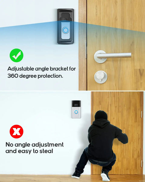 Adjustable 360 Degree No Drill Video Doorbell Mount For Ring Battery Doorbell Plus Pro Anti Theft Corner Kit With Easy Install