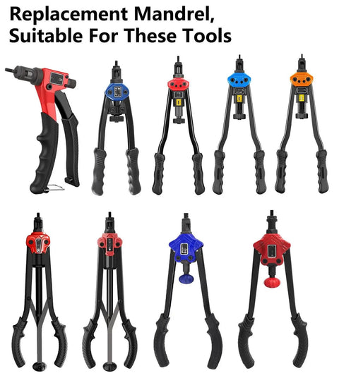 Heavy Duty M4 Rivet Nut Tool Tip Replacement Mandrel Fits Standard Nutsetters High Grade Steel Nutsreamer Adaptor, various tool designs shown