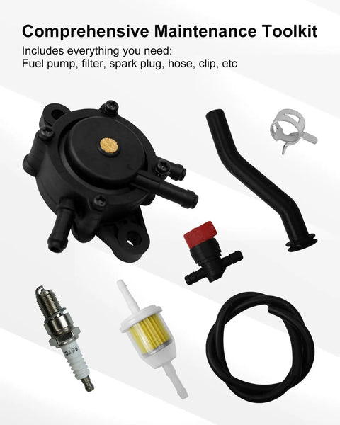 All In One Fuel Pump Kit For Lawn Mower And Tractor With Filter And Spark Plug Compatible With Kohler and others.