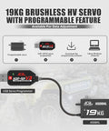 USB programmer for Beefy 19KG High Speed Brushless RC Steering Servo with 19KG torque and programmable features via AGF-SPV3.