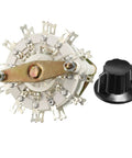 2 Pole 11 Throw 2 Deck Band Channel Rotary Switch Selector With Black Plastic Knob, 24 Pins, top view