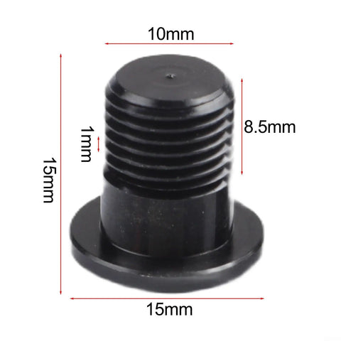 Detailed view of black threaded section, 10mm diameter, 2 Pack M10x1.0 Rear Derailleur Hanger Bolts Aluminum Alloy Mounting Screws.