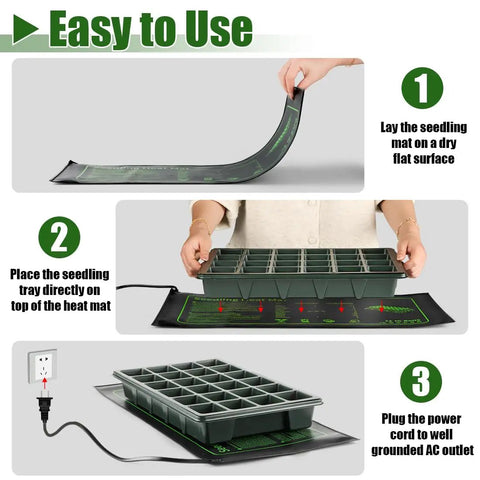 4 Pack Graphene Seedling Heat Mats For Plants Waterproof Heating Pads For Seeds Germination And Microgreen Trays Thick And Reusable 20W Fits 1020 Trays