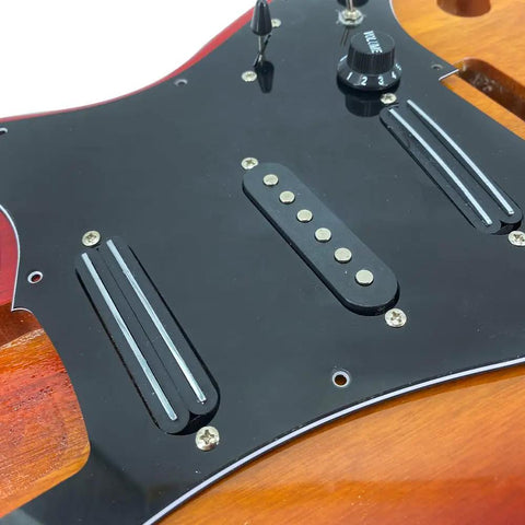 SSS Electric Guitar Loaded Pickguard Prewired Replacement 11 Hole Dark Black PVC 3 Ply Scratch Resistant Panel
