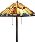 Tiffany Style Floor Lamp With Vintage Stained Glass Shade, 65 Inch Tall Mission Standing Reading Lamp, colorful 188 glass pieces.