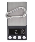 Heavy Duty 3.1 Inch Stainless Steel Carabiner Clips Set of 4 Built to Last Spring Snap Hook D Ring on digital scale