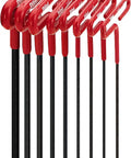 Cushion Grip Hex T-Key Allen Wrench Set, 8-Piece SAE Inch Sizes 3/32 To 1/4, 9-Inch Shaft, red handles, lined vertically.