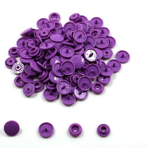 Snap Fasteners Kit With Pliers, 420 Complete Sets In 14 Colors, No Sew Plastic Snaps, Purple snaps detail view