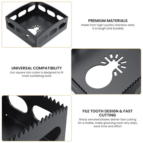 2Pcs Heavy Duty Upgrade Square Slot Cutter Blade For Drywall Outlet Box Cutting Compatible With Dewalt 20V And Milwaukee M18 Oscillating Multi Tools close-up of serrated blade design.