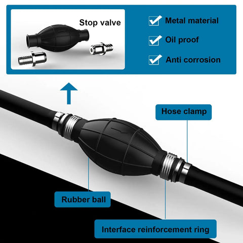 Five Sixteenth Inch Eight Millimeter Outboard Fuel Line Primer Bulb Kit Includes Six Point Eight Eight Feet Hand Fuel Line Assembly For Marine Boat Fuel Tank Black Easy Install No Fuss Priming For Reliable Start Up And Smooth Fuel Flow