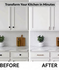 Before and after kitchen cabinet upgrade with Solid Euro Style Bar Pulls 25 Pack Heavy Duty Stainless Steel T Bar Handles With Satin Nickel Finish
