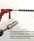 Round Shank Garden Auger Drill Adapter For SDS Plus And SDS Rotary Hammer Drills attached to red power drill