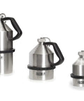 Tough As Nails Stainless Steel Safety Can For Chemical Storage Type I Container With Secure Screw Lid Zero Drip Design Osha Nfpa Approved, three sizes displayed