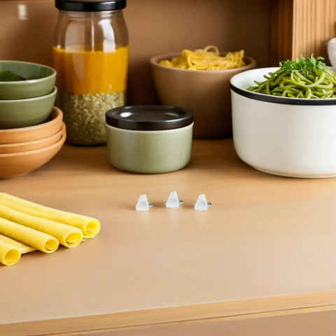Heavy Duty 200 Pack White Shelf Pins with Plastic and Stainless Steel Core on kitchen counter