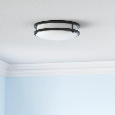 Energy Saving LED Flush Mount Ceiling Light 13 Inch 40W 4000 Lumen Dimmable Kitchen Fixture With Adjustable Color Temp Black Pack