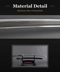 Unsharpened Aluminum Iaido Training Sword For Safe Practice 28.3 Inch Katana showing material detail and full view on stand
